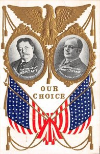 President Wm. H. Taft and J. Sherman Our Choice View Postcard Backing 