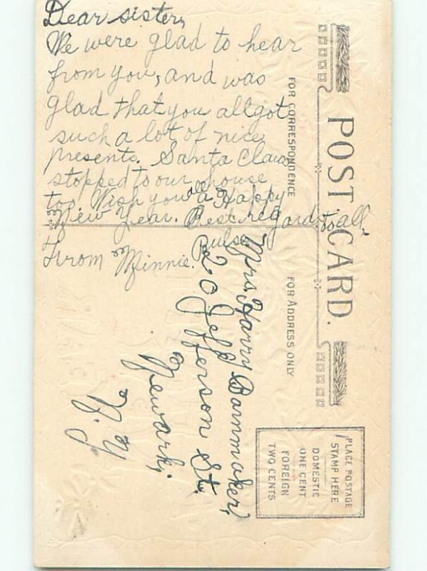 Divided-Back NEW YEAR SCENE Great Postcard W7475