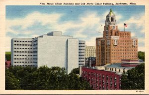 Minnesota Rochester Old and New Mayo Clinic Buildings 1956 Curteich