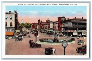 Montgomery Alabama Postcard Dexter Ave. Looking East Showing State Capitol c1920