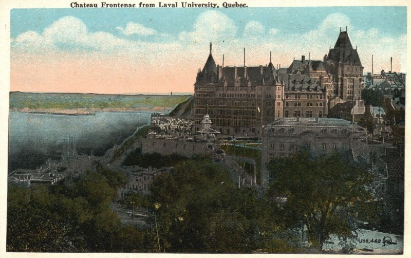 Vintage Postcard 1920's Chateau Frontenac from Laval University Quebec Canada