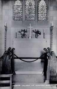 Newton Massachusetts MA Second Church Interior Altar Real Photo Vintage PC