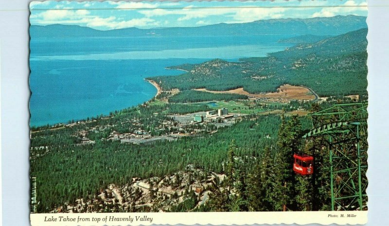 Aerial View Postcard Lake Tahoe from top of Heavenly Valley w Gondola