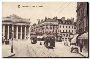 Postcard Old Tramway Dijon's Theater Square Bunting