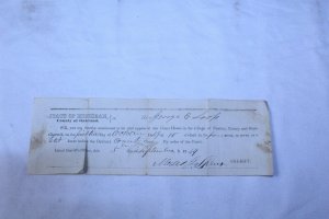 Vintage 1849 Court Summons Receipt Pontiac, MI with Embossed Print