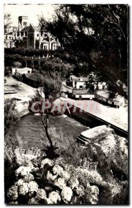 Old Postcard Biarritz The church Sainte Eugenie and hydrangeas at the port of...