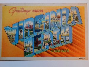 Vintage GREETINGS FROM VIRGINIA BEACH Virginia Large Letter Postcard