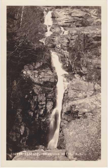RPPC Silver Cascade Waterfalls Crawford Notch White Mountains NH New Hampshire