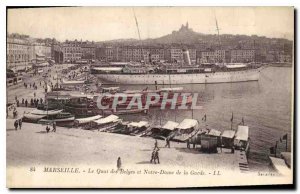Old Postcard Marseille Quai des Belges and Notre Dame de la Garde