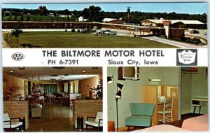 SIOUX CITY, Iowa  IA   Multi View BILTMORE MOTOR HOTEL c1960s Roadside Postcard