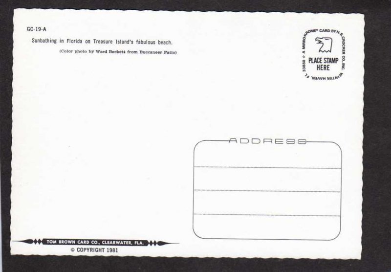 FL Treasure Island Beach Bathers Florida Postcard PC