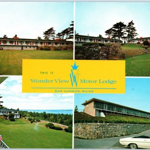 Jumbo c1960s Bar Harbor, ME Wonder View Motor Lodge Motel Postcard Oversized 1U