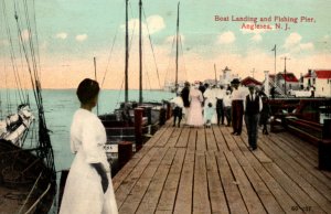 Anglesea NJ Boat Landing Fishing Pier Sail Boat Postcard New Jersey