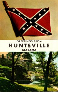 Alabama Huntsville Greetings With Confederate Flag and The Big Spring