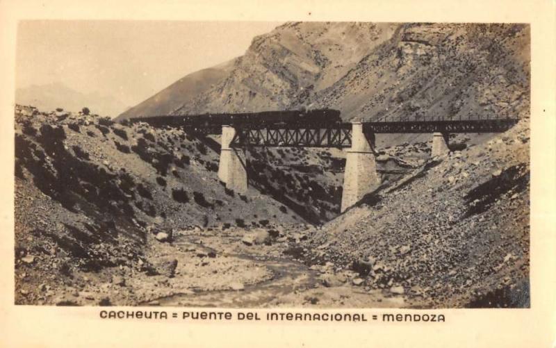 Mendoza Argentina birds eye view International Bridge real photo pc Y11590