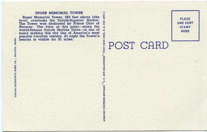 Enger Memorial Tower - Duluth MN, Minnesota - Linen