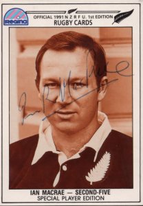 Ian MacRae New Zealand All Blacks Rugby Hand Signed Card Photo