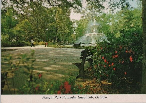 Forsyth Park Fountain Continental Chrome Postcard