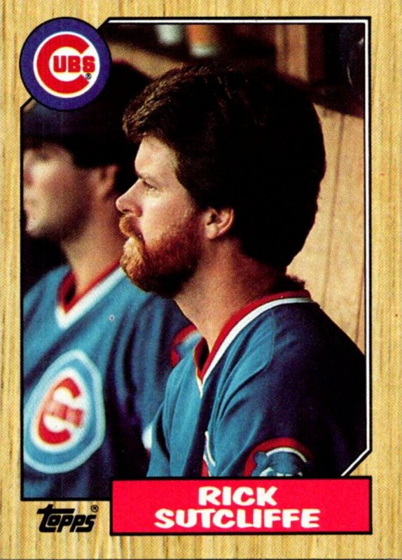 1987 Topps Baseball Card Rick Sutcliffe Pitcher Chicago Cubs sun0727