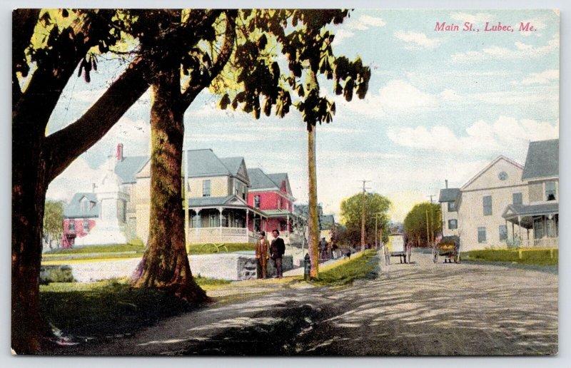 Lubec Maine~Little Cannon & Civil War Monument by Home on Main St 1910 Postcard 