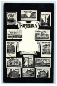 c1906 Multiview of Places Located in Harrisburg, Pennsylvania PA Postcard