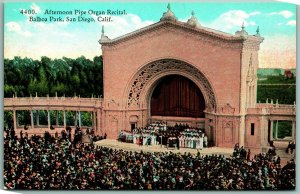 Pipe Organ Recital Balboa Park San Diego CA UNP Unused DB Postcard J10