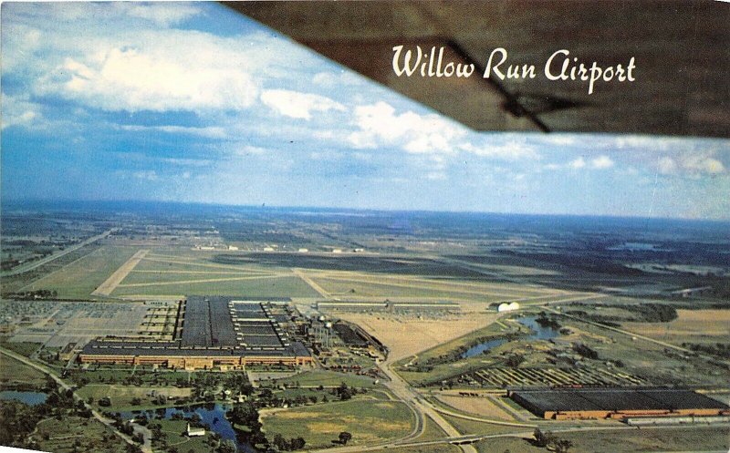 Detroit Michigan 1950s Postcard Willow Run Airport and General Motors Plant