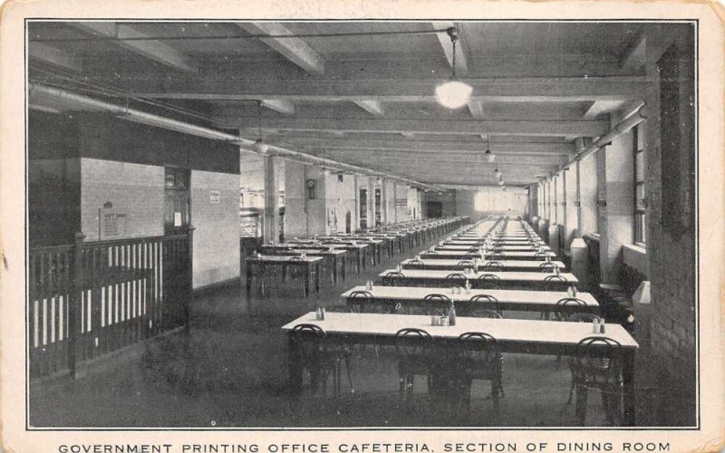 Washington DC Government Printing Office Cafeteria Dining Room Postcard AA59950