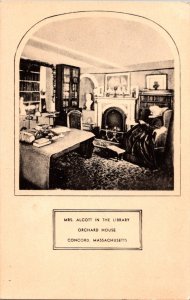 Mrs. Alcott in Library Orchard House Concord Massachusetts MA Postcard