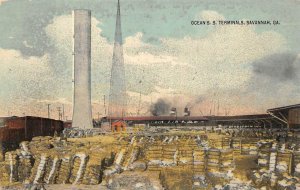 OCEAN SS TERMINALS SAVANNAH GEORGIA POSTCARD (c. 1910)