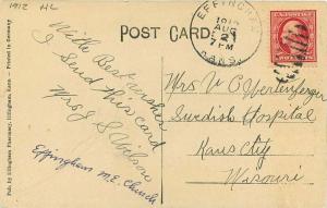 Effingham Kansas ME Church  1912 Postcard hand colored 3521