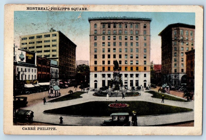 Montreal Canada Postcard Phillips Square Buildings Street View c1910's Antique