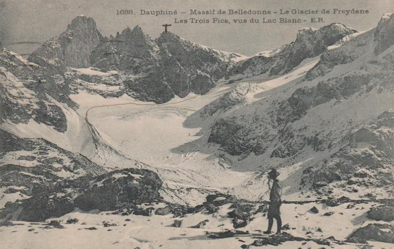 Glacier Freydane and Three Peaks near Grenoble, France - pm 1920 - DB