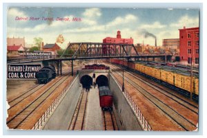 1911 Train Wagons, Detroit River Tunnel Detroit Michigan Posted Postcard