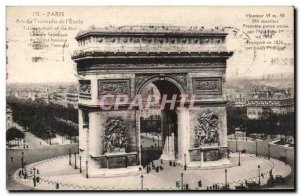 Old Postcard Paris Arc De Triomphe From & # 39Etoile