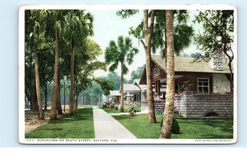 Daytona Florida FL South Street View Bungalows Houses Homes Vintage Postcard D47