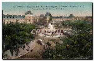 Paris Old Postcard Set the place de la Republique and & # modern 39hotel