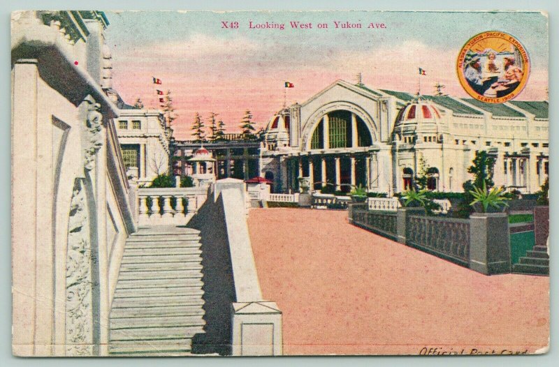 Seattle WA~Alaska-Yukon-Pacific Expo~Yukon Ave Looking West~AYPE X43~Postcard