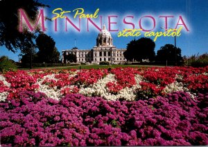 Minnesota St Paul State Capitol Building and Beautiful Flower Gardens