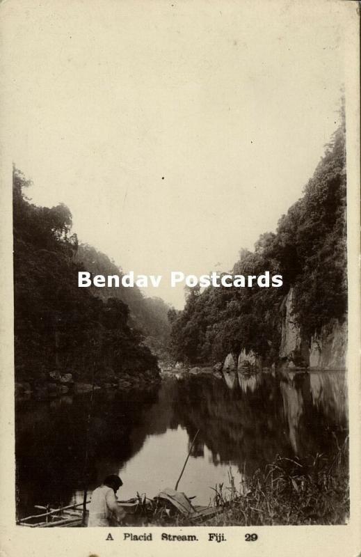 fiji islands, A Placid Stream (1910s) Caine Series RPPC No. 29