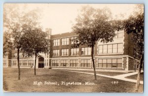 Pipestone Minnesota MN Postcard RPPC Photo High School Building 1929 Vintage