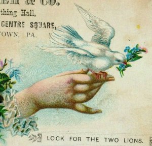 1880's-80's H.M. Leh & Co. Lion Clothing Hall Lady's Hand & Dove P172