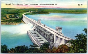Bagnell Dam, Showing Open Flood Gates, Lake of the Ozarks - Lakeside, Missouri