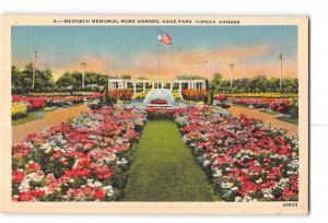 Topeka Kansas KS Postcard 1940 Gage Park Reinisch Memorial Rose Garden