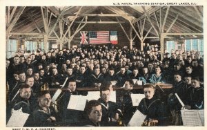 Vintage Postcard 1930's US Naval Navy Concert Training Station Great Lakes IL
