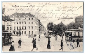 c1905 Trolley Car Crowd Stephansplay Hamburg Germany Posted Antique Postcard