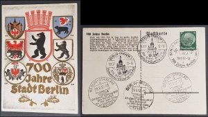 GERMAN 3rd THIRD REICH PROPAGANDA - 1937 WW2 Berlin 700 Year Ann. Unused CTO