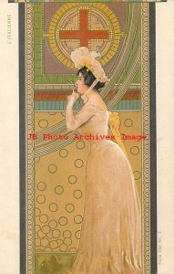 Arpad Basch, Unknown No 635-7, Art Nouveau, L' Italienne Woman