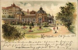 Karlsbad Germany Stadt-Park c1900 Postcard