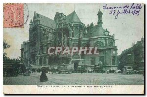 Old Postcard Paris St Eustache Church & Rue Montmartre
